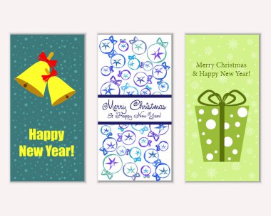 vektör çizim kış tatil tebrik kartları