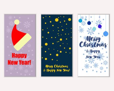 vektör çizim kış tatil tebrik kartları