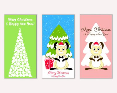 Renkli Noel kartları ile yeni yıl süslemeleri, illüstrasyon vektör