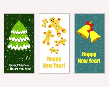 vektör çizim kış tatil tebrik kartları