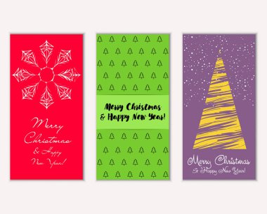 Mutlu Noeller ve mutlu yeni yıl tebrik kartları. Vektör çizim 