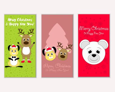 Renkli Noel kartları ile yeni yıl süslemeleri, illüstrasyon vektör