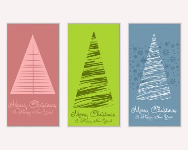 mutlu Noeller ve mutlu yeni yıl tebrik kartları vektör çizim     