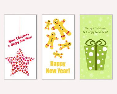 vektör çizim kış tatil tebrik kartları