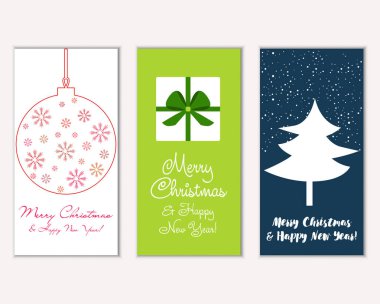 vektör çizim kış tatil tebrik kartları