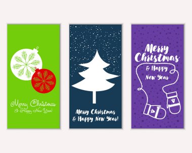 mutlu Noeller ve mutlu yeni yıl tebrik kartları vektör çizim