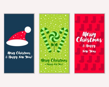 mutlu Noeller ve mutlu yeni yıl tebrik kartları vektör çizim