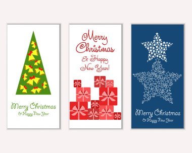 Mutlu Noeller ve mutlu yeni yıl tebrik kartları. Vektör çizim   