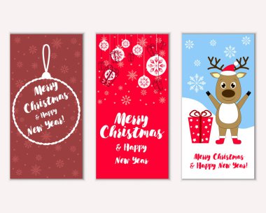 vektör çizim kış tatil tebrik kartları