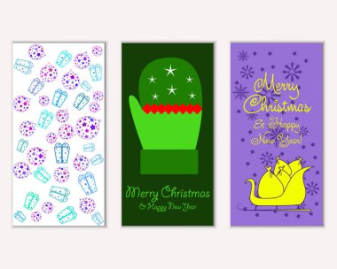 vektör çizim kış tatil tebrik kartları