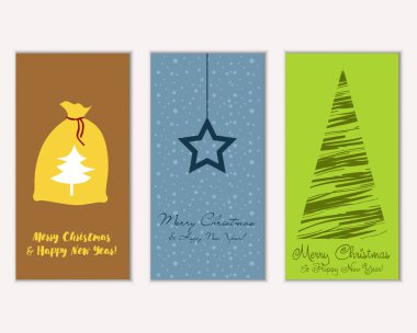 Mutlu Noeller ve mutlu yeni yıl tebrik kartları. Vektör çizim   