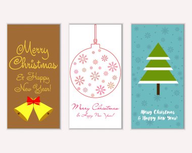 vektör çizim kış tatil tebrik kartları