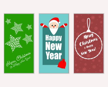 vektör çizim kış tatil tebrik kartları