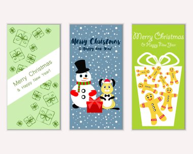 Renkli Noel kartları ile yeni yıl süslemeleri, illüstrasyon vektör