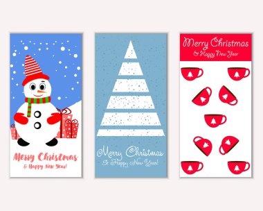 mutlu Noeller ve mutlu yeni yıl tebrik kartları vektör çizim       