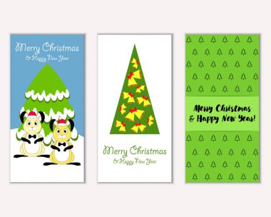 Renkli Noel kartları ile yeni yıl süslemeleri, illüstrasyon vektör