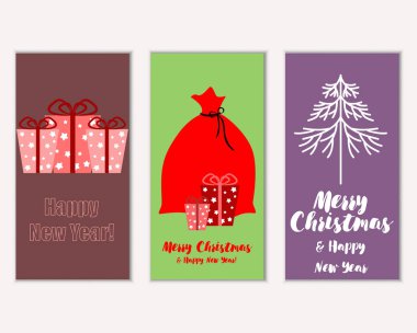 vektör çizim kış tatil tebrik kartları