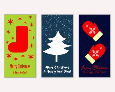 vektör çizim kış tatil tebrik kartları