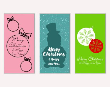 mutlu Noeller ve mutlu yeni yıl tebrik kartları vektör çizim