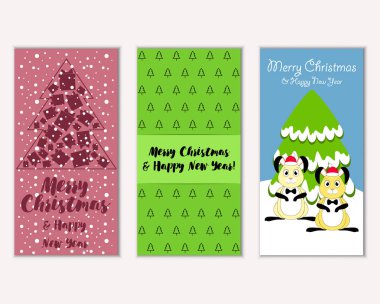 Renkli Noel kartları ile yeni yıl süslemeleri, illüstrasyon vektör