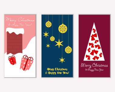 Renkli Noel kartları ile yeni yıl süslemeleri, illüstrasyon vektör
