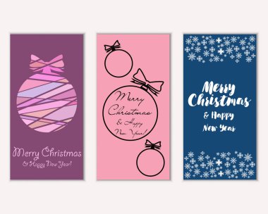 Renkli Noel kartları ile yeni yıl süslemeleri, illüstrasyon vektör