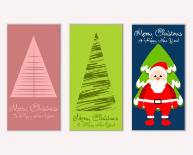 mutlu Noeller ve mutlu yeni yıl tebrik kartları vektör çizim     