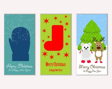 vektör çizim kış tatil tebrik kartları