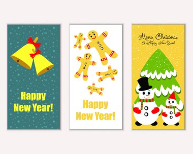 vektör çizim kış tatil tebrik kartları