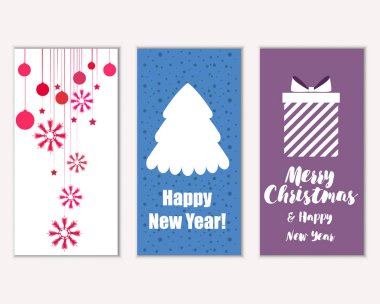 mutlu Noeller ve mutlu yeni yıl tebrik kartları vektör çizim     