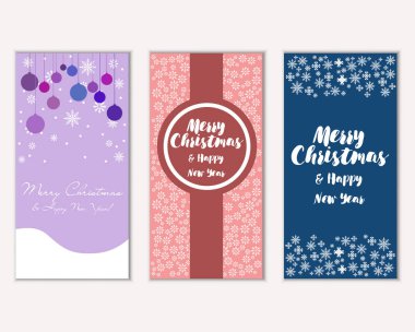 mutlu Noeller ve mutlu yeni yıl tebrik kartları vektör çizim
