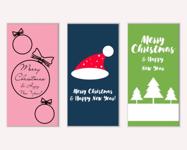 mutlu Noeller ve mutlu yeni yıl tebrik kartları vektör çizim