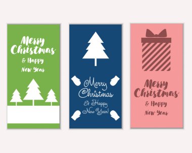 Renkli Noel kartları ile yeni yıl süslemeleri, illüstrasyon vektör