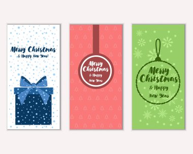 mutlu Noeller ve mutlu yeni yıl tebrik kartları vektör çizim      