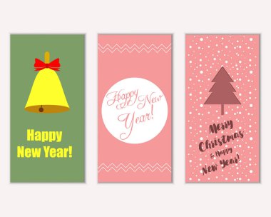 Renkli Noel kartları ile yeni yıl süslemeleri, illüstrasyon vektör