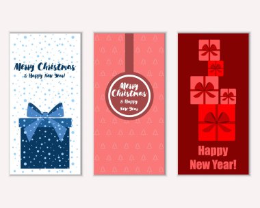 mutlu Noeller ve mutlu yeni yıl tebrik kartları vektör çizim      