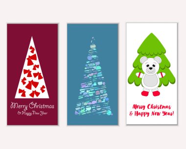 Mutlu Noeller ve mutlu yeni yıl tebrik kartları. Vektör çizim 