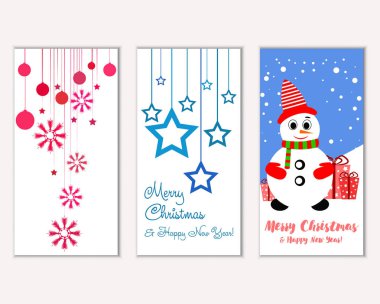 mutlu Noeller ve mutlu yeni yıl tebrik kartları vektör çizim