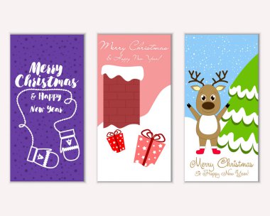 vektör çizim kış tatil tebrik kartları