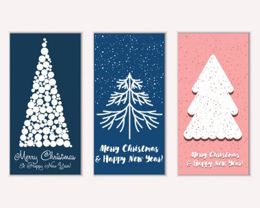 Mutlu Noeller ve mutlu yeni yıl tebrik kartları. Vektör çizim 