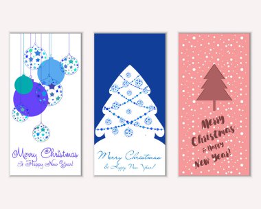 Renkli Noel kartları ile yeni yıl süslemeleri, illüstrasyon vektör