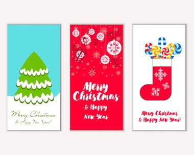 vektör çizim kış tatil tebrik kartları