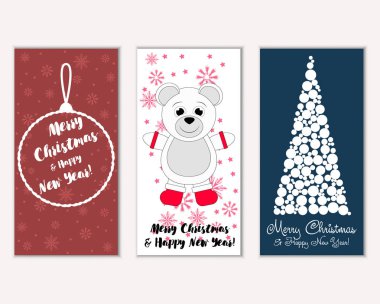 vektör çizim kış tatil tebrik kartları
