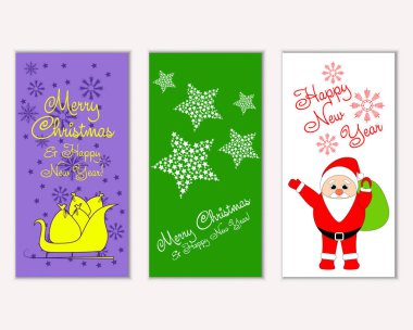 vektör çizim kış tatil tebrik kartları