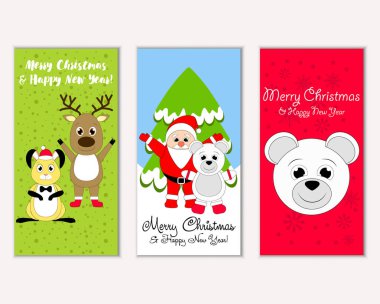 Renkli Noel kartları ile yeni yıl süslemeleri, illüstrasyon vektör