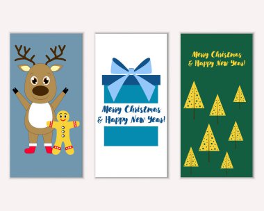 Renkli Noel kartları ile yeni yıl süslemeleri, illüstrasyon vektör