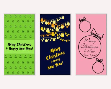 Renkli Noel kartları ile yeni yıl süslemeleri, illüstrasyon vektör