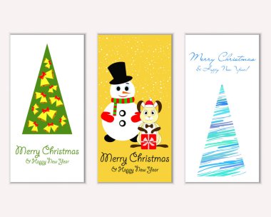 Mutlu Noeller ve mutlu yeni yıl tebrik kartları. Vektör çizim   