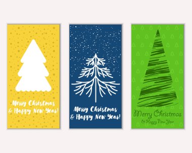 Mutlu Noeller ve mutlu yeni yıl tebrik kartları. Vektör çizim 