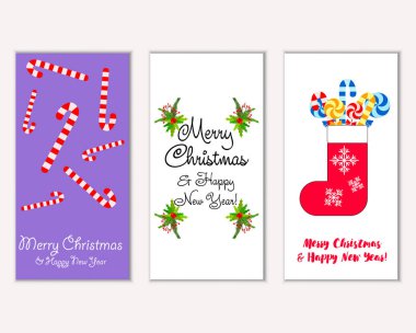 mutlu Noeller ve mutlu yeni yıl tebrik kartları vektör çizim